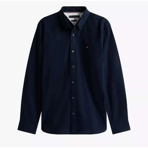 Tommy Hilfiger Men's XXL Navy Blue L/S Button Up Shirt Classic Fit~Stretch